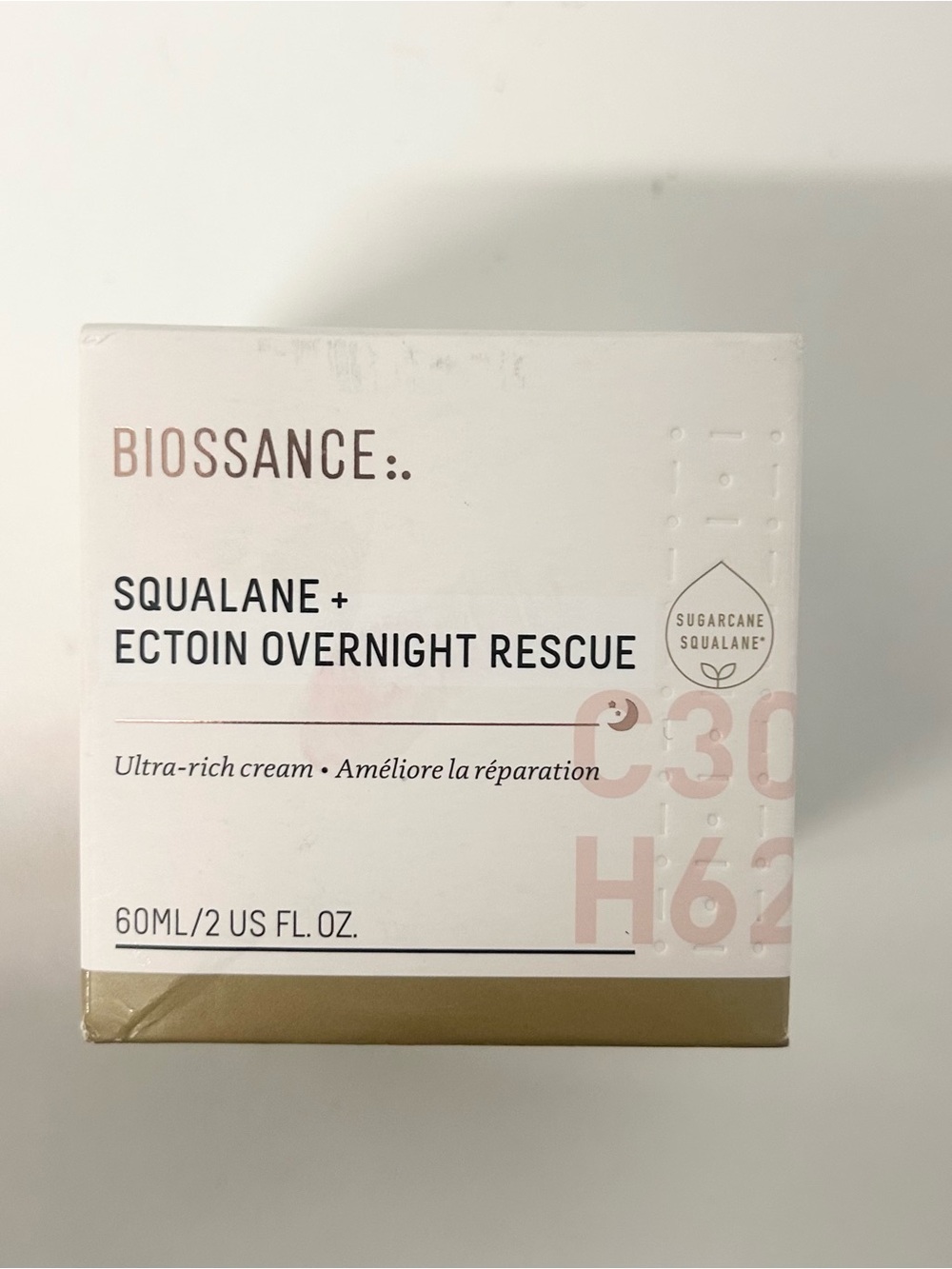 Biossance Squalane + Ectoin Overnight Rescue Cream - White/Gold